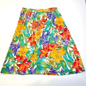 Vintage Koret Floral Lily Patterned Midi Skirt